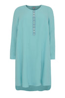 Dress beaded neck LINEN - blue - #4