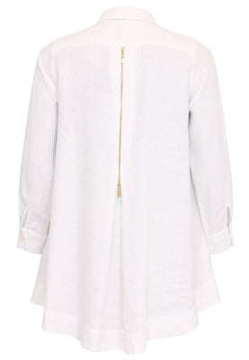 Blouse zipper LINEN - white  - #5