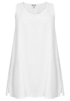 Tunic A-line sleeveless LINEN - white  - #4