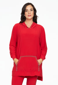 Hoodie strass front pocket DOLCE - red - #1