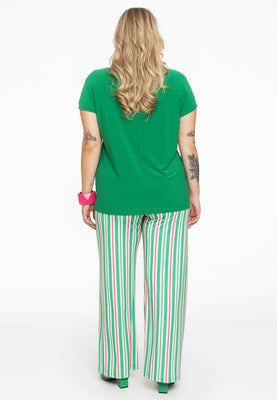 Trousers wide leg STRIPY - green  - #2