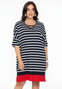 Dress V-neck strings BRETON - blue - #1