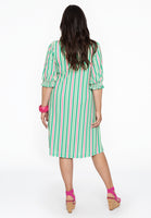 Dress lantern puff sleeve STRIPY - green - #3