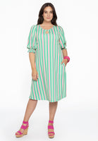 Dress lantern puff sleeve STRIPY - green - #2