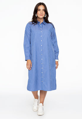 Blouse-dress long SMALL STRIPE - blue - #5