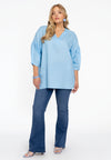 Tunic V-neck LINEN - light blue