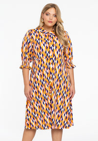 Dress buttoned HARLEQUIN - orange - #1