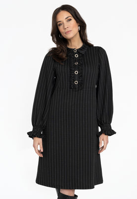 Dress ruffles PINSTRIPE - black  - #1