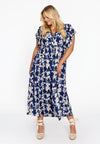 Robe longue à volants tessa - bleu