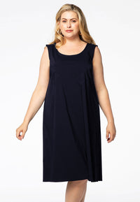Dress A-line COTTON STRETCH - blue - #1