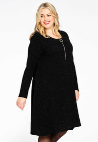 Dress lurex with zipper RIB - black - #1