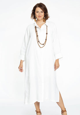 Blouse long 3/4 sleeves LINEN - white  - #1