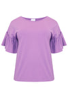 Shirt wide frill sleeve COTTON - light purple - #4