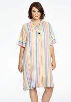 Dress grandad collar RAINBOW - white  - #1