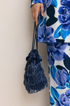 Sac seau avec perles - bleu